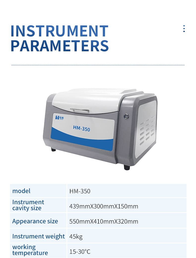 HM-350 benchtop XRF technical specification table