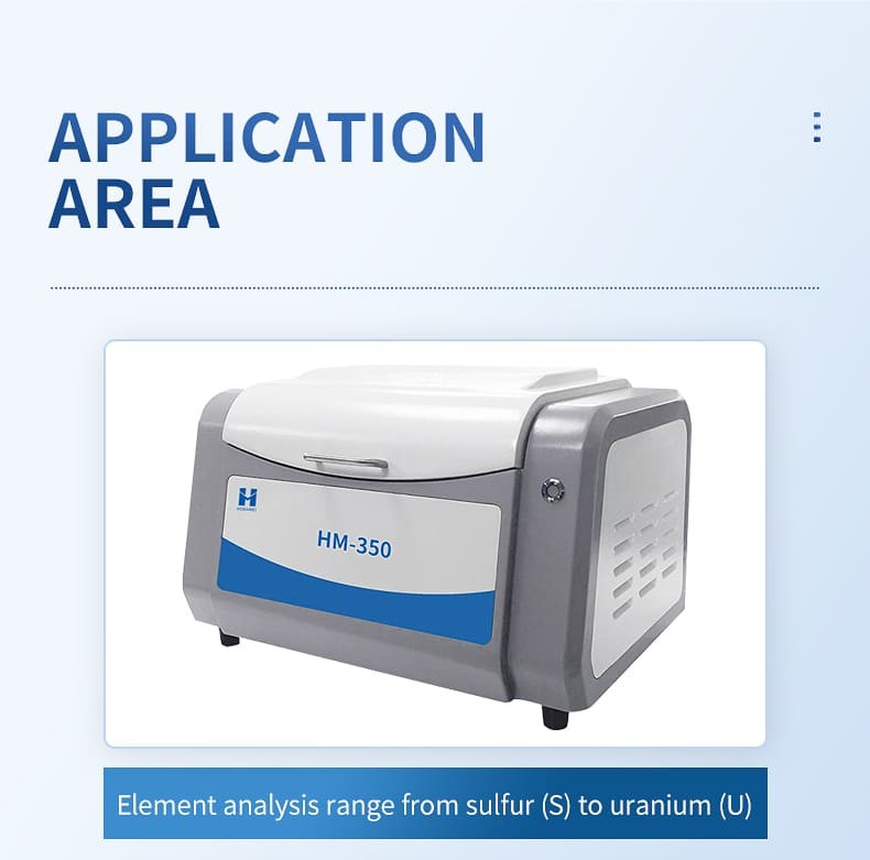 HM-350 XRF application and elemental-range illustration